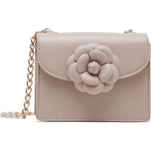 Foldable Boxed Flap Crossbody with Floral Applique and Card Case for Women